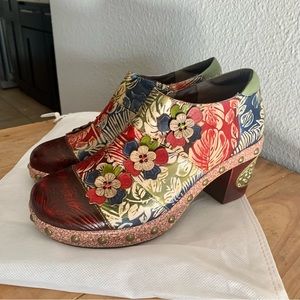 Super lady star | floral block-heel clog